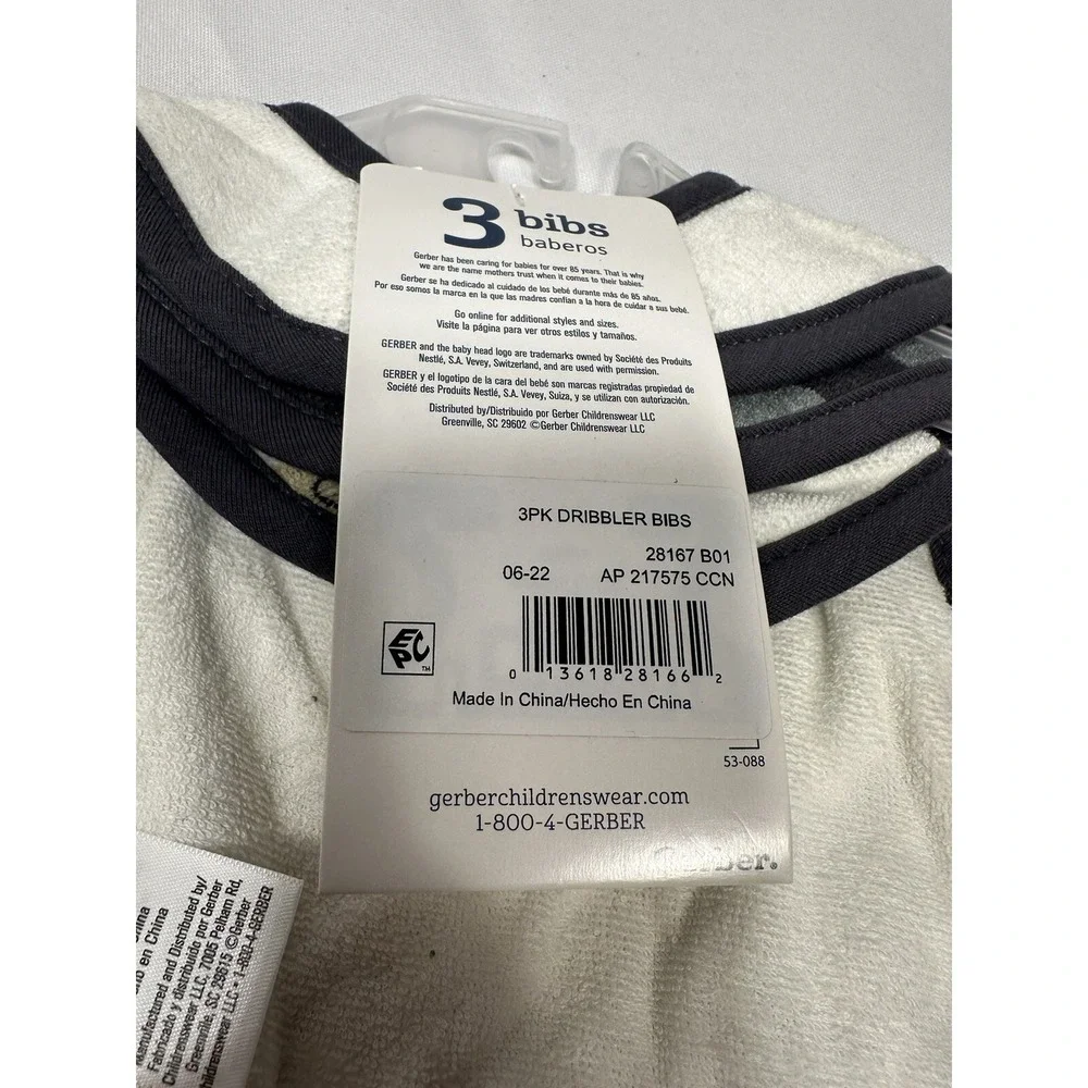 gerber 3 pack camping bibs 0-6 months